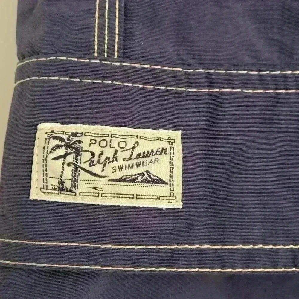 VINTAGE RARE POLO by RALPH LAUREN Blue Inner Tag SWIMWEAR XL Navy Color Pockets - Picture 6 of 13